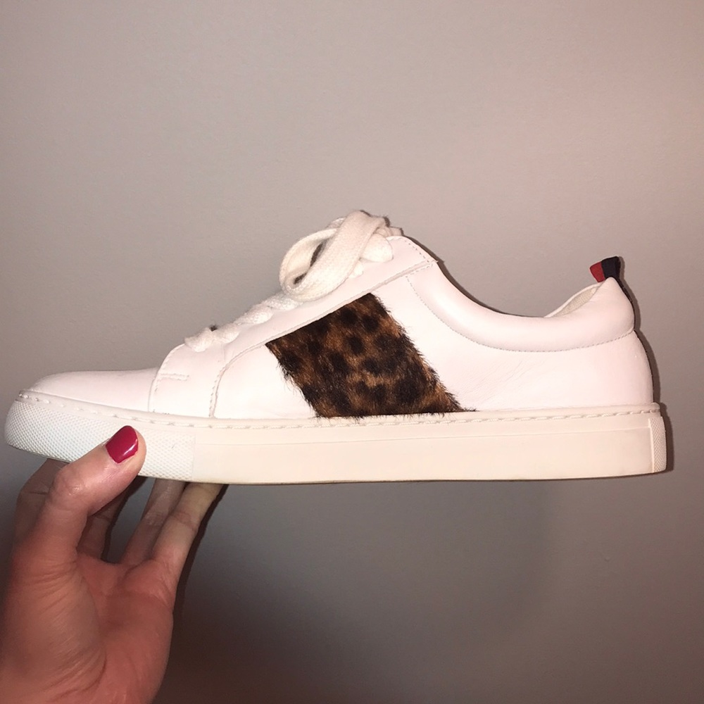 Leather Boden sneakers with leopard trim